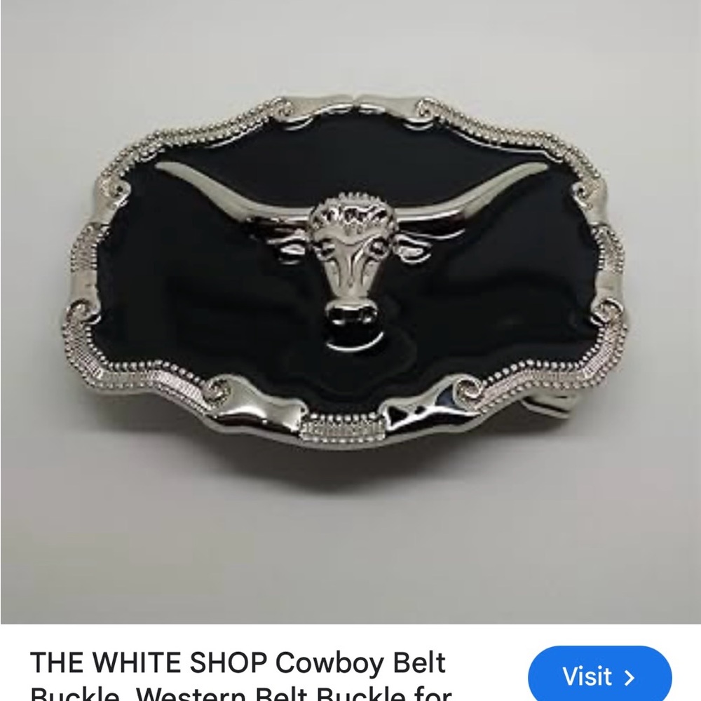 The White Shop Silver and Black Alloy Men’s Cowboy Belt Buckle (New)